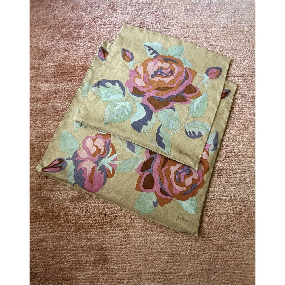 Jim Thompson Silk Floral Pillow Covers Set of 2 Vintage Style Thailand